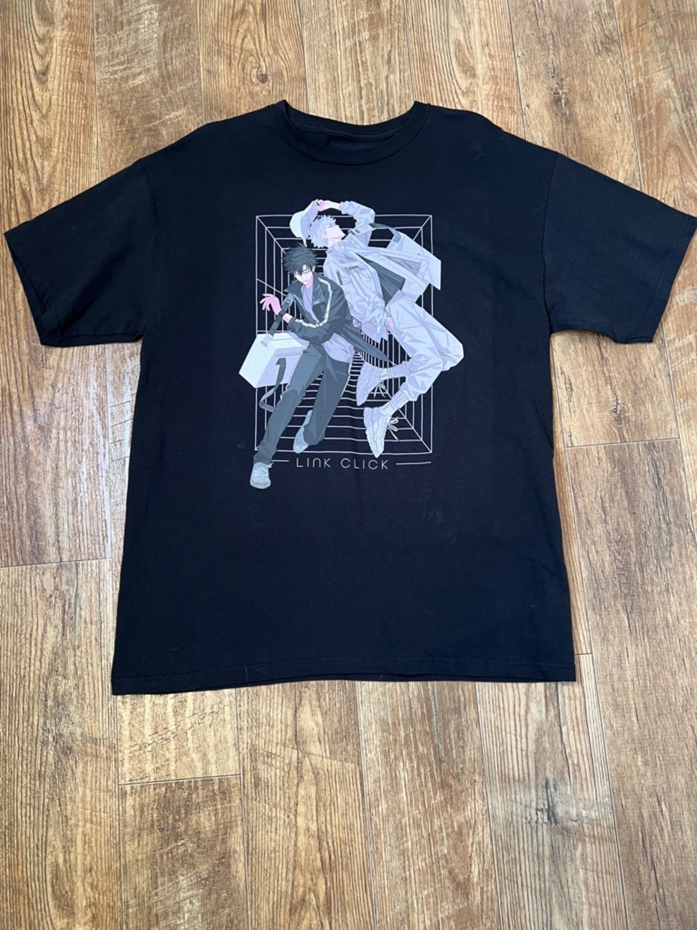 Graphic Anime Tee with Black, Purple & Pink Artwork, Link Click 100% Cotton S-XL